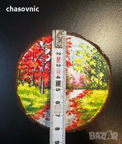 Картина ръчно рисувана върху дърво и отзад магнит сувенир , снимка 8 - Други ценни предмети - 54156858