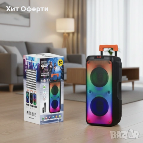 Преносима тонколона с микрофон и дистанционно управление, 40W мощност, Bluetooth, USB/SD и LED светл, снимка 6 - Тонколони - 53203267