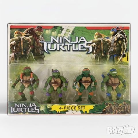 Комплект от 4 фигурки костенурки Нинджа H 10 см, снимка 1 - Фигурки - 46473662