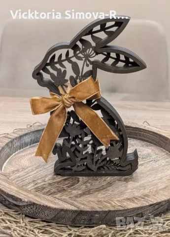 Дървена, великденска декорация - зайци, снимка 2 - Декорация за дома - 49782727