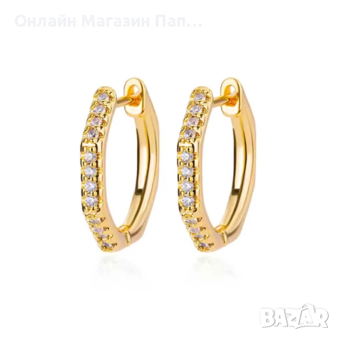 Дамски обеци халки с полигони от цирконий – Неръждаема стомана, луксозни сватбени бижута, снимка 2 - Обеци - 52306199