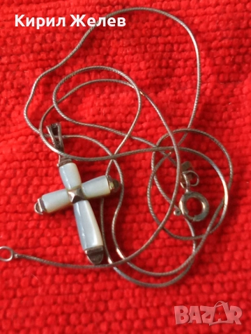 КРАСИВО СЕДЕФЕНО СРЕБЪРНО КРЪСТЧЕ с НЕЖНА СРЕБЪРНА ВЕРИЖКА СРЕБРО 925 ФИНА РЪЧНА РАБОТА 26898, снимка 12 - Колиета, медальони, синджири - 50337503