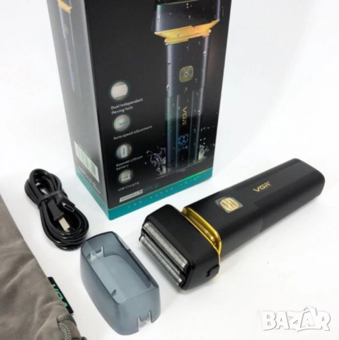 Безжична електрическа самобръсначка VGR V-355 с LED д-исплей, IPX6 водоустойчивост и бързо зареждане, снимка 6 - Тримери - 52131399