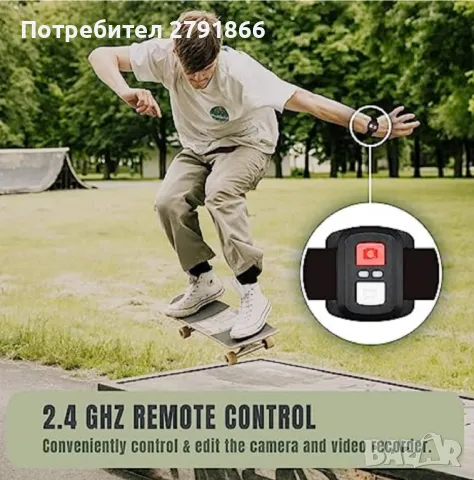 Exprotrek Action Cam 4KВодоустойчива 40M Ultra HD 20MP камера 170° Ултра широкоъгълна WiFi 2 батерии, снимка 6 - Камери - 49262818