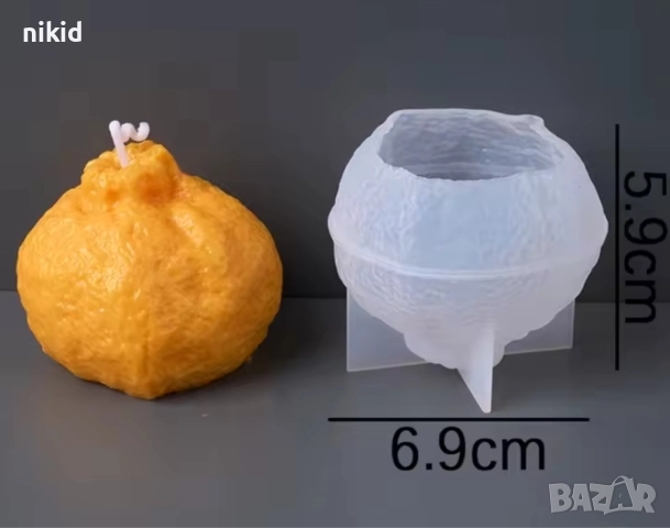 3D Мандарина или Портокал силиконов молд форма смола фондан шоколад гипс свещ, снимка 5 - Форми - 52395561