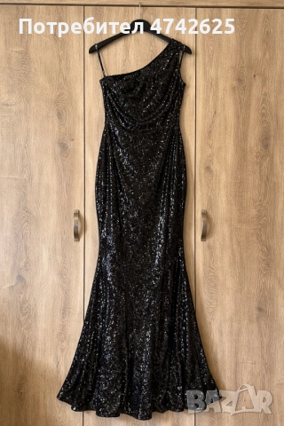 Елегантна черна официална рокля с пайети – XL – като нова 