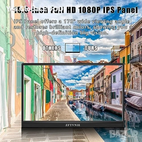 ZFTVNIE 15.6" Touch монитор FHD HDMI USB-C, снимка 2 - Монитори - 53628610
