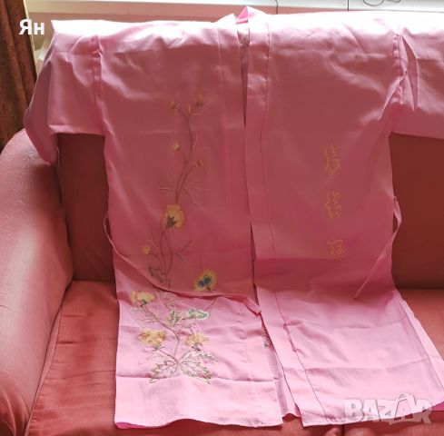 Розов халат с бродерия, снимка 2 - Рокли - 45203000