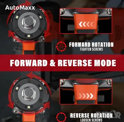 Акумулаторен ударен гайковерт, 1/2-инчов задвижващ ударен ключ с висок въртящ момент, 2500RPM , снимка 4 - Винтоверти - 49922120