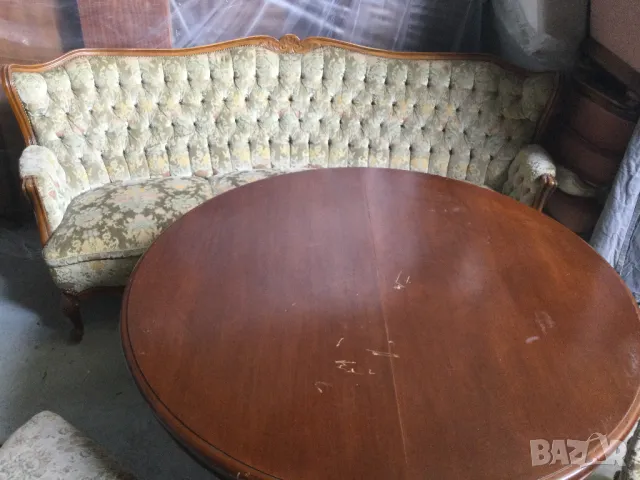 Канапе, 2 фотьойла и разтегаема маса, снимка 5 - Антикварни и старинни предмети - 50042924