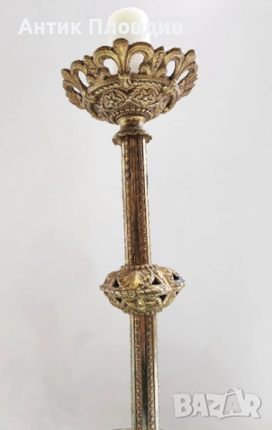 Висок месингов свещник, снимка 3 - Декорация за дома - 28444493