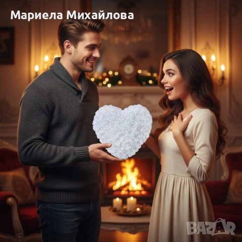 Декоративно сърце от изкуствени рози в подаръчна кутия!