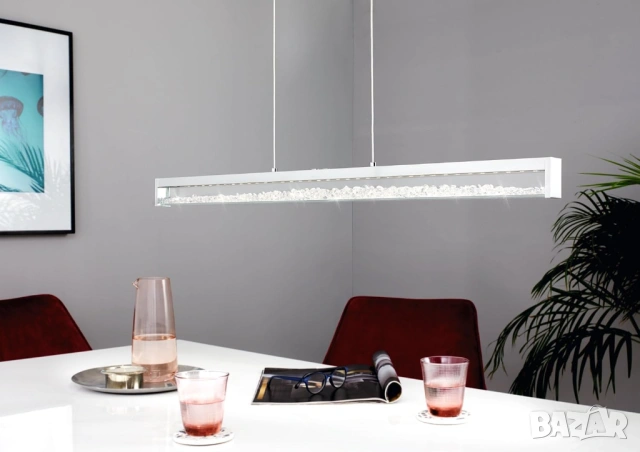 Пендел Лампа EGLO CARDITO 1 93626 LED 32W, Димируема, Кристали, Хром!, снимка 4 - Лед осветление - 53818267