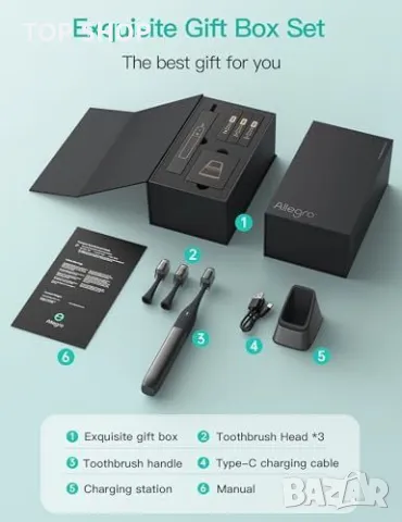 Нова Луксозна Черна Звукова Четка за Зъби уста M1 - Полираща и Мека, снимка 7 - Тримери - 49956879