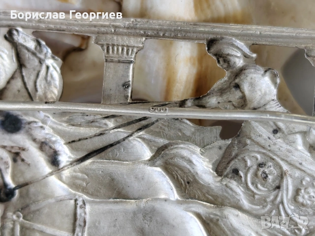 Сребърна брошка колесница 0.900, снимка 5 - Колиета, медальони, синджири - 53071364