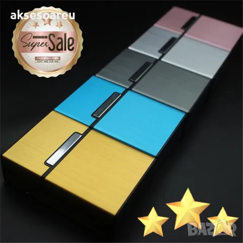 Качествена джобна кутия за стандартни цигари 80 мм. калъф от алуминиева сплав за пушачи за Подарък, снимка 9 - Табакери - 50227585