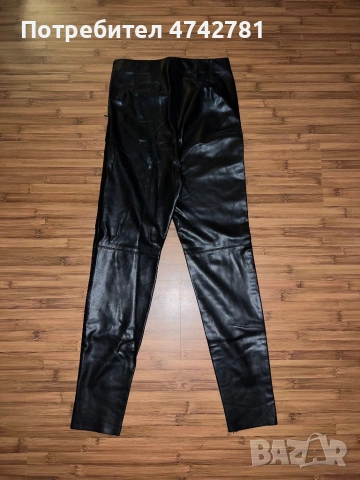 Zara черни кожени панталони за жени, снимка 3 - Панталони - 53539543