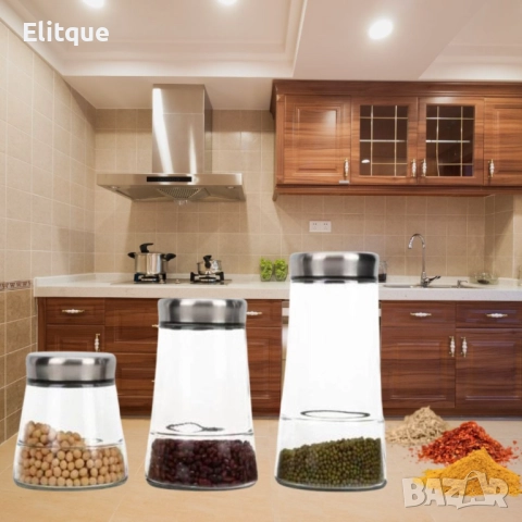 Комплект от три броя стъклени солнички за подправки, снимка 7 - Други - 52901417