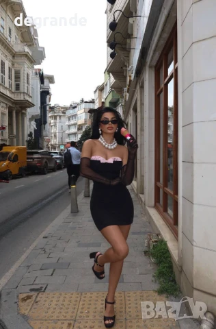 Уникална черна секси рокля с ръкавели, снимка 5 - Рокли - 50878912