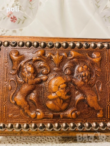 кутия за бижута от дърво и кожа , снимка 3 - Декорация за дома - 52635051