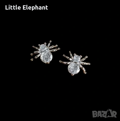 Pre order🕷️ Блестящи Обеци „Сребърен Паяк“ с Искрящи Кристали/нови