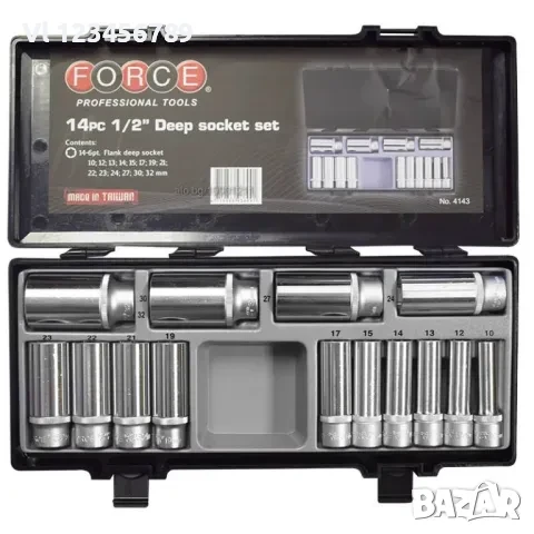 К-т вложки дълги 6-стенни от 10мм до 32мм 1/2 14части FORCE