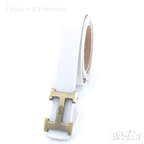 Дамски Колан От Естествена Кожа Бял-Hermes Код На Продукта:D-0002, снимка 1 - Колани - 46100822