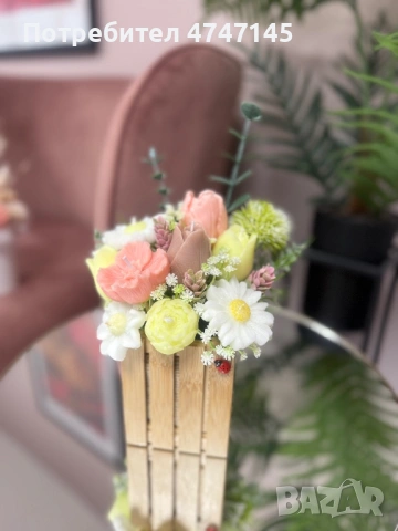 Ръчно изработени соеви свещи под форми на букети цветя и други по ваш избор и идея, снимка 3 - Декорация за дома - 53638656