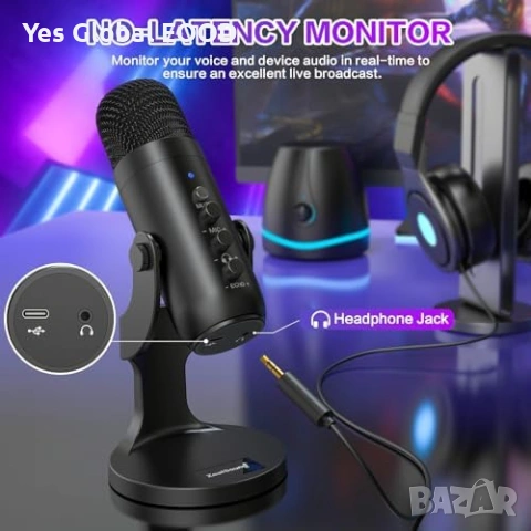 ZealSound USB микрофон за PC/PS5 Streaming, снимка 7 - Микрофони - 53443475
