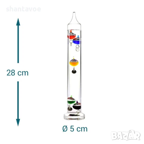 Стъклен термометър по идея на Галилео Галилей, снимка 4 - Декорация за дома - 51114438