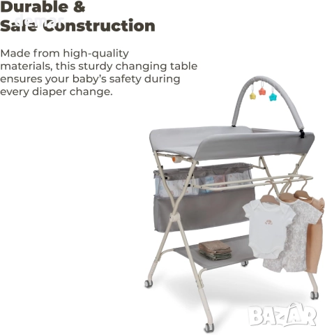 GOOZIE Бебешка маса за повиване с колелца – 5-степенна, регулируема, снимка 5 - Други - 52411746