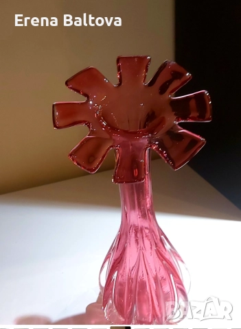 💙🌸🩵Голяма ваза бохемско стъкло внтидж, снимка 3 - Вази - 52745110