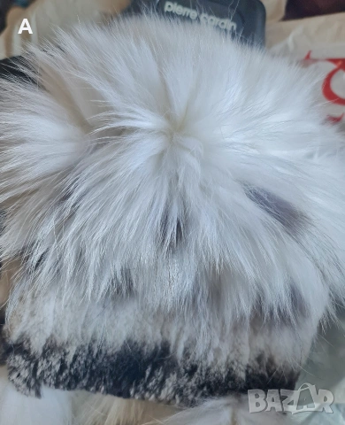 Шапка от естествен косъм лисица и чинчила , снимка 2 - Шапки - 53385509