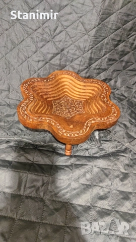 Индийски панер с дърворезба, сгъваем , снимка 2 - Декорация за дома - 53236126