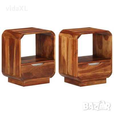 vidaXL Нощно шкафче с чекмедже, 2 бр, шейшам масив, 40x30x50 cм（SKU:243953, снимка 1 - Шкафове - 45338998