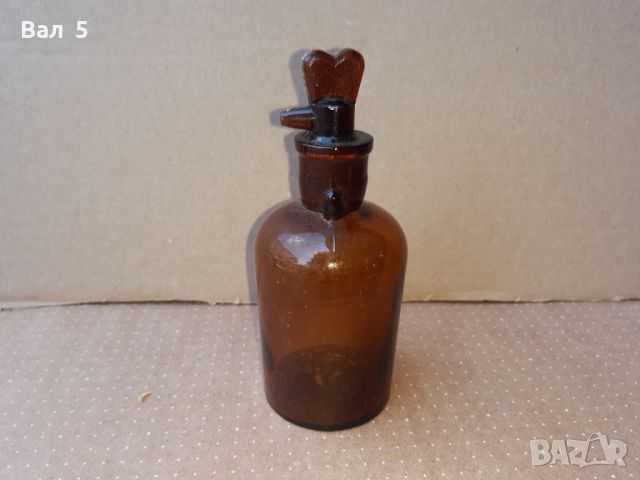 Старо аптекарско шише с капкомер . Аптекарска стъклария, снимка 1 - Антикварни и старинни предмети - 46257764