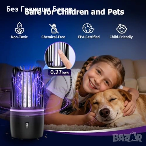 Нова UV лампа против комари 365nm 4000mAh тиха 2 режима Преносим унищожител, снимка 6 - Други стоки за дома - 54208393