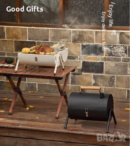 Преносимо двустранно барбекю с дървена дръжка – Компактна скара за месо, риба и зеленчуци, снимка 16 - Други стоки за дома - 50401573