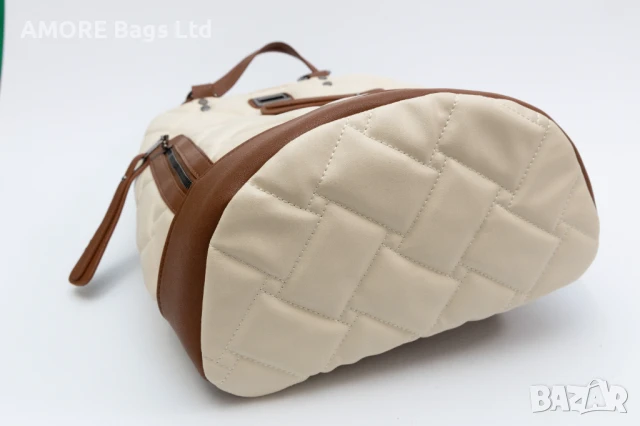 Спортно елегантна дамска раница AMORE Livia - Tan, снимка 7 - Раници - 50657635