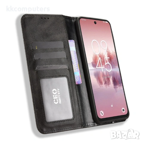 Калъф Портфейл за TCL 60 SE NxtPaper 5G - Кожен PU с Ретро Дизайн, Стенд, Джобове за Карти, Магнитно, снимка 7 - Калъфи, кейсове - 53208475