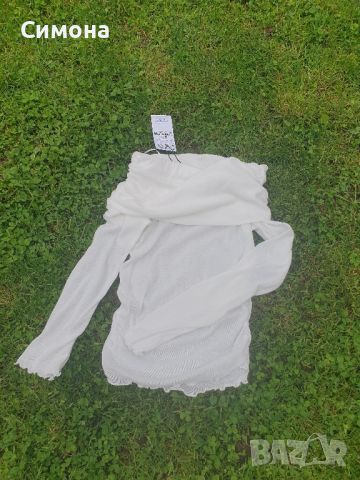 Ефектна бяла блуза STRADIVARIUS , снимка 4 - Блузи с дълъг ръкав и пуловери - 45733359