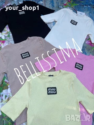 Miu Miu дамска блуза / тениска с 3/5 ръкав  рипс 