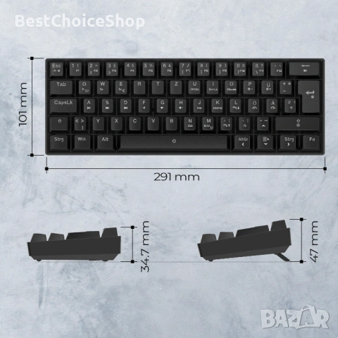 Гейминг безжична клавиатура EMPIRE GAMING K246 TKL 65% Механична – RGB 22 ефекта