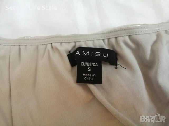 Amisu дамски кожен сребърен корсет-бюстие р-р S, снимка 11 - Корсети, бюстиета, топове - 54115195