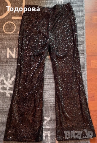 Черен панталон H&M пайети, снимка 4 - Панталони - 54092578