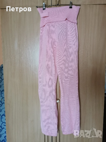 Дамски розов машинно плетен панталон с висока талия,подгъващ се колан.Размер М–L.10 лв., снимка 4 - Панталони - 52299567