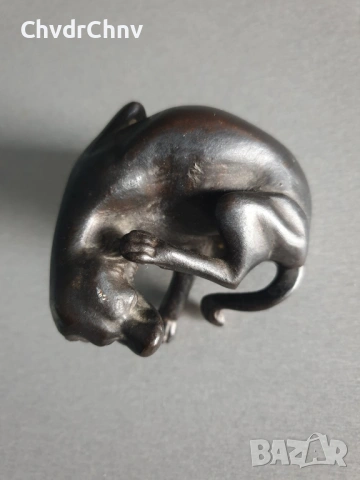 малка чугунена статуетка 8см-1кг/стара метална желязна фигура на куче, снимка 3 - Статуетки - 53691731