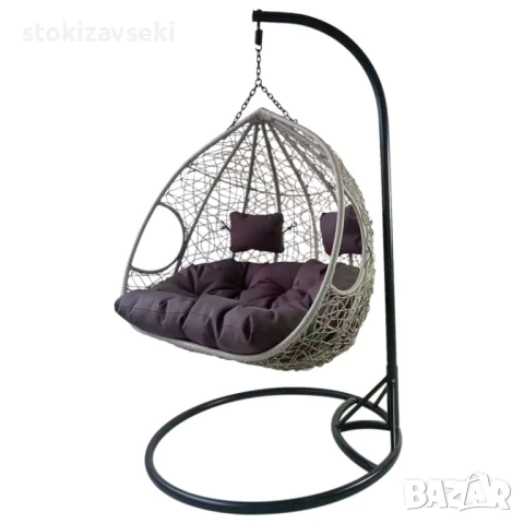 Висяща двойна люлка – кресло, модел 1144F, снимка 2 - Градински мебели, декорация  - 51219910