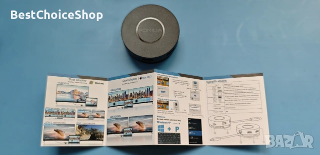 FORIDA - 7 in 1 Мини USB C докинг станция, снимка 5 - Кабели и адаптери - 54153774