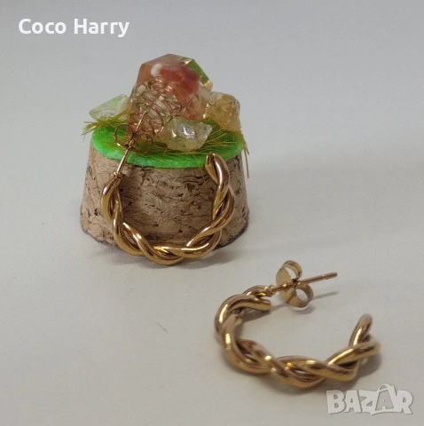 Разкошни усукани обеци,стомана, снимка 3 - Обеци - 53853895